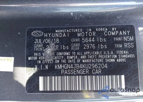 2019 Genesis G80 3.3T Sport из США, поврежденный, VIN KMHGN4JB4KU296204